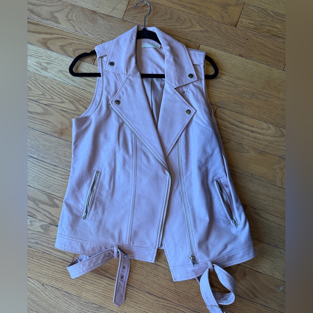 Elodie Pink Sleeveless Faux Leather Vest